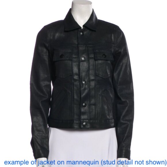 Marc by Marc Jacobs Black Waxed Denim Studded Jacket Women’s XS - Picture 2 of 7